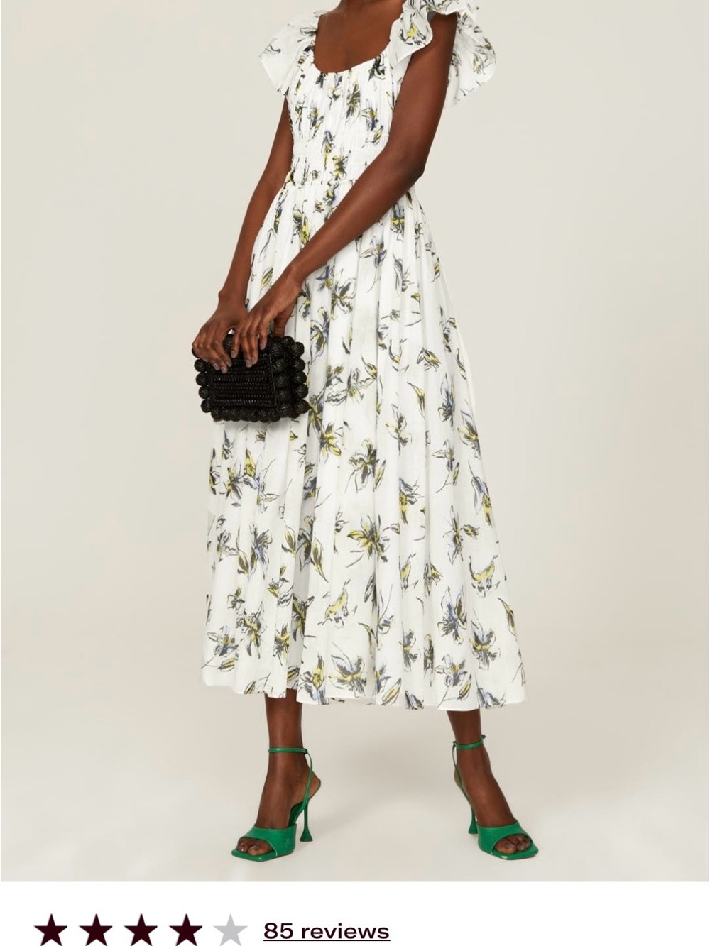 Tanya Taylor White Floral Maxi Skirt with Yellow and Gray Accents